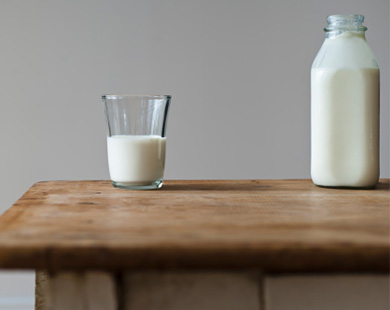 bottle of milk on table